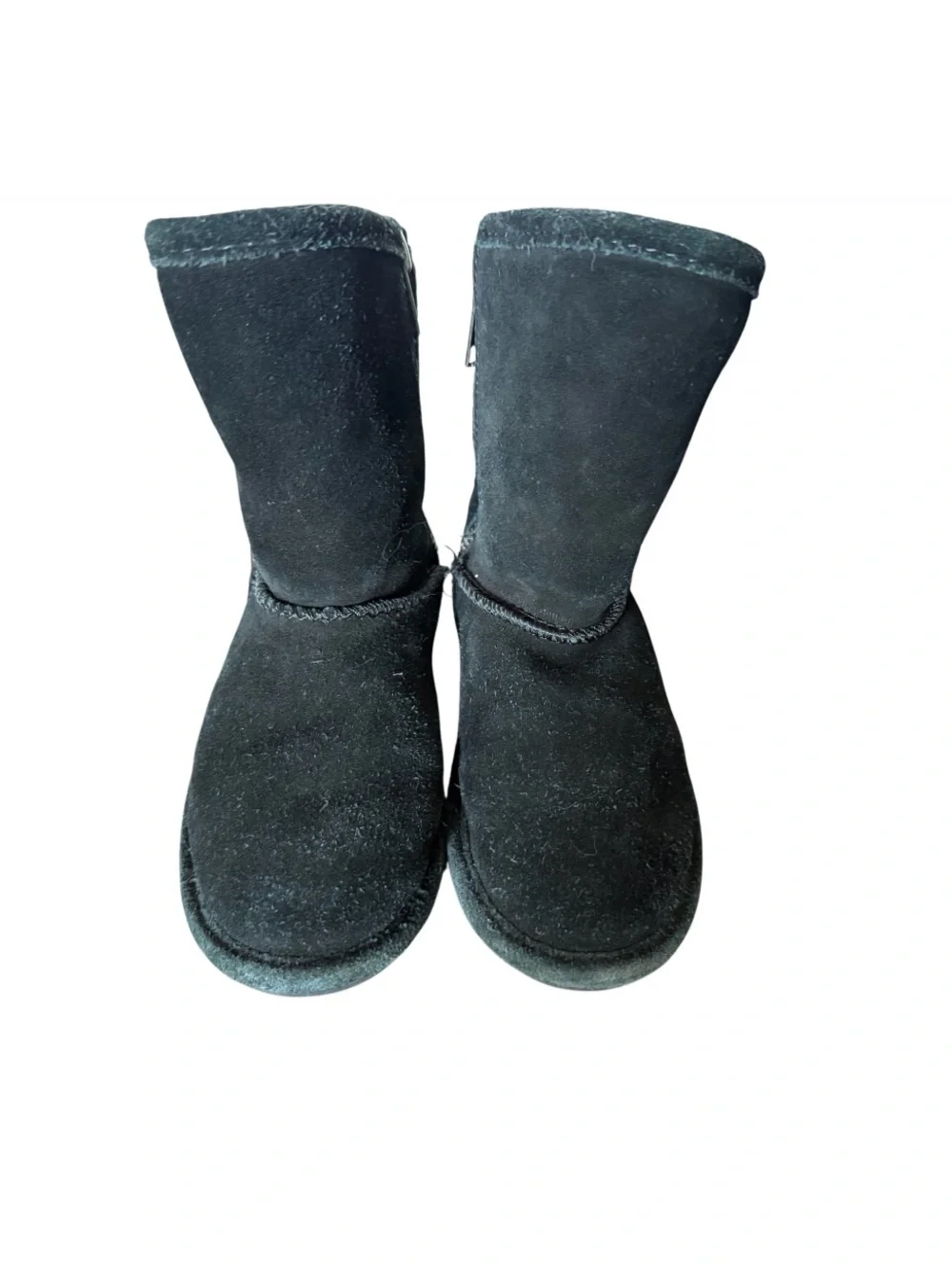 Bearpaw Bodie Toddler Black Suede Knit-Back Winter Shearling Boots-Size 10